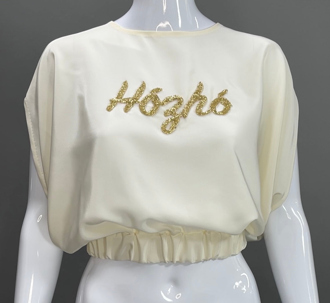 Hózhó Silk Crepe de Chine Top in Ivory