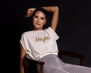 Hózhó Silk Crepe de Chine Top in Ivory